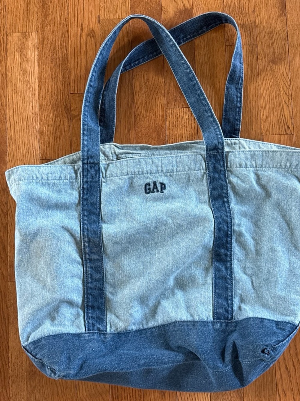 GAP Two-Tone Denim Tote Bag in Light and Dark Blue